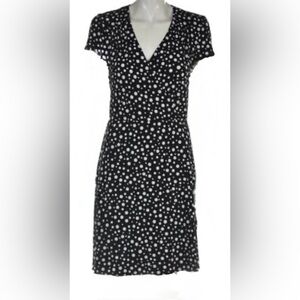Black Saks Fifth Avenue Womens Dress Size M Black Polka Dot Sheath Knee Length